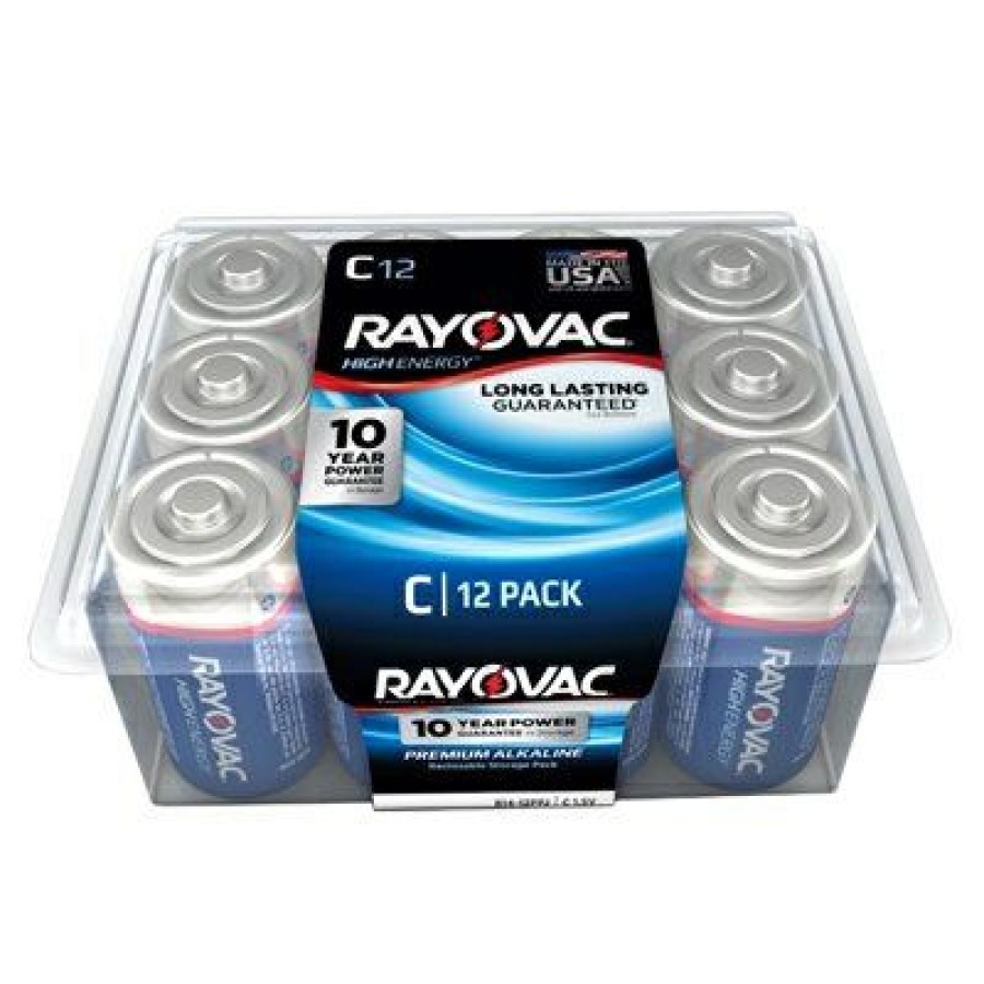 Electrical * | High Energy Alkaline C Cell Batteries, 12 Pack Premium Product Rayovac