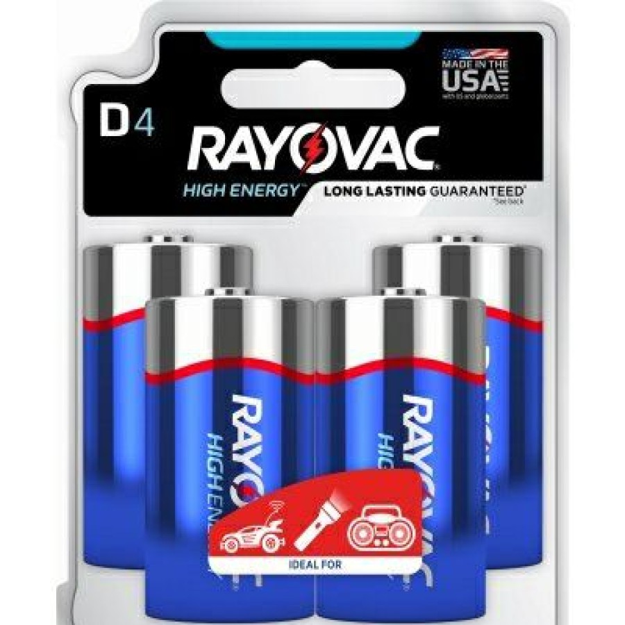 Electrical * | High Energy Alkaline D Cell Batteries, 4 Pack Best Price Guaranteed Rayovac