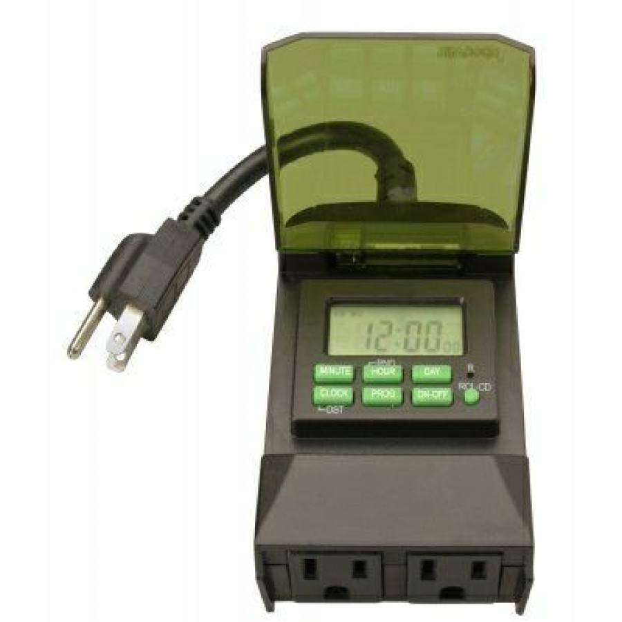 Electrical * | Woods At Discount Prices 7-Day 2-Outlet Outdoor Digital Outlet Timer