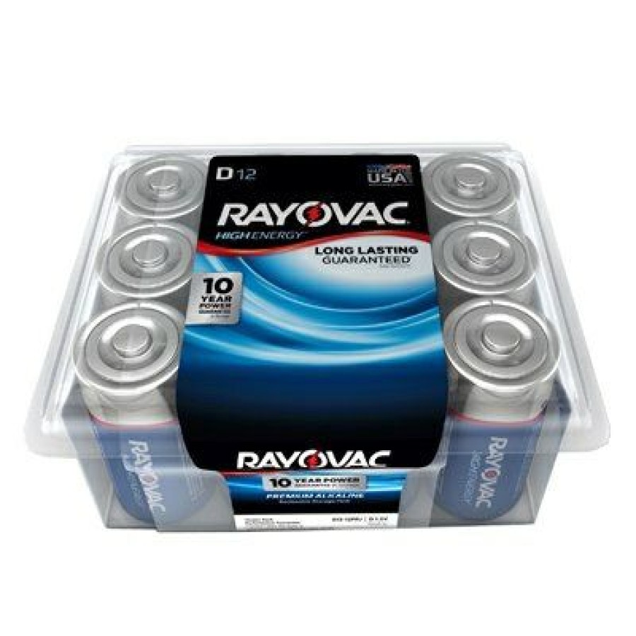 Electrical * | High Energy Alkaline D Cell Batteries, 12 Pack Fire Sale Rayovac